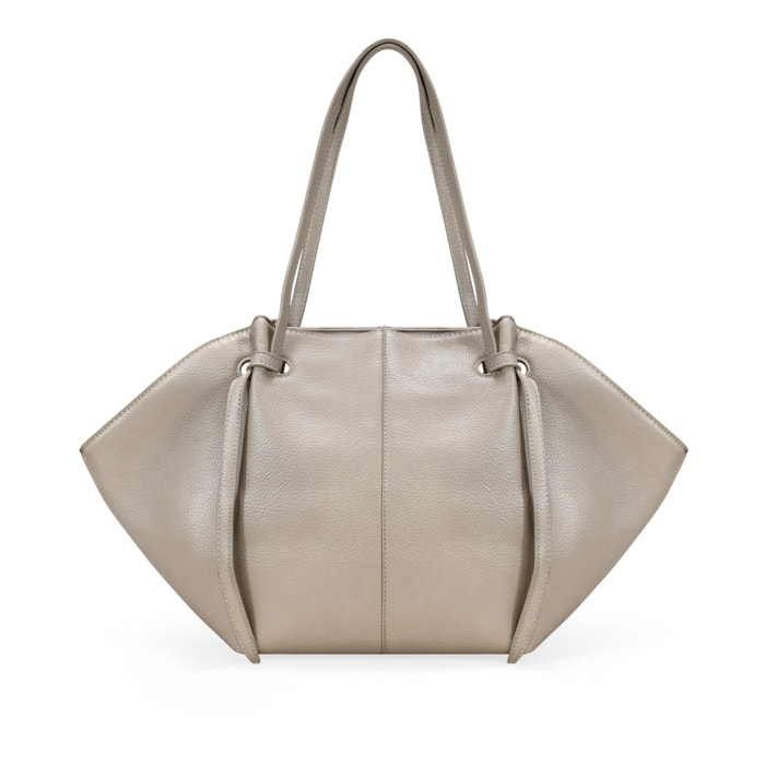 Bolso de hombro beige con cremallera