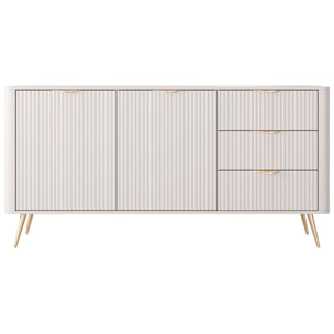 Madia Soggiorno Con 2 Ante e 3 Cassetti Credenza Salvaspazio Design Moderno Elegante Per Soggiorno Camera Con Piedini Slanciati 163 x 81 x 38 Cm Beige