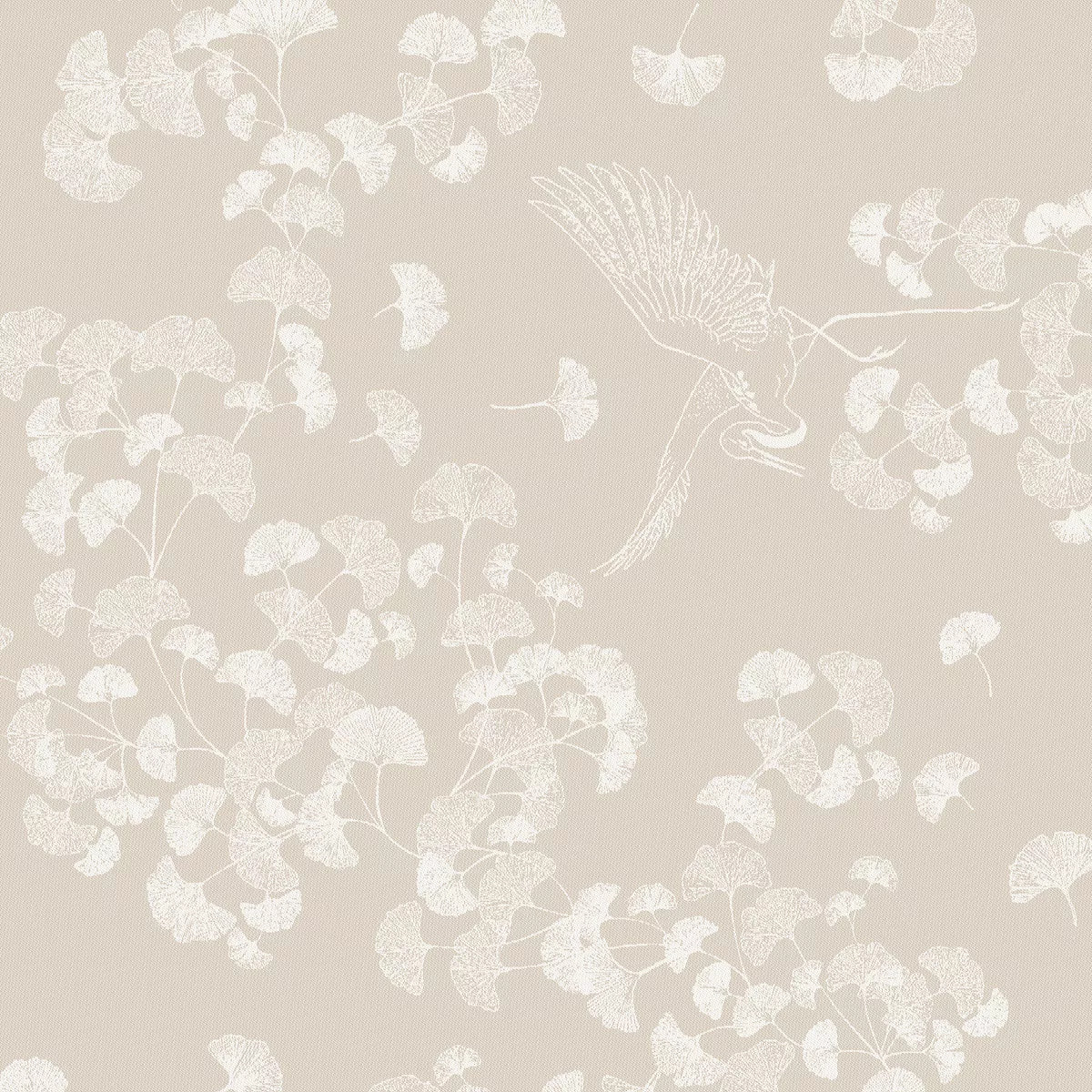 Serviette pur coton motif jacquard beige Mille ginkos naturel