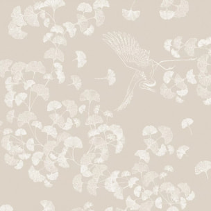 Serviette pur coton motif jacquard beige Mille ginkos naturel