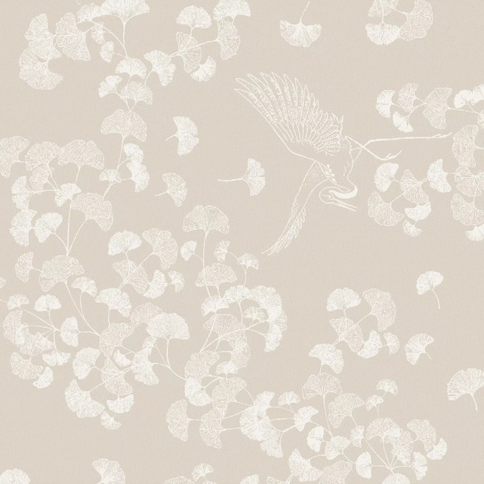 Serviette pur coton motif jacquard beige Mille ginkos naturel