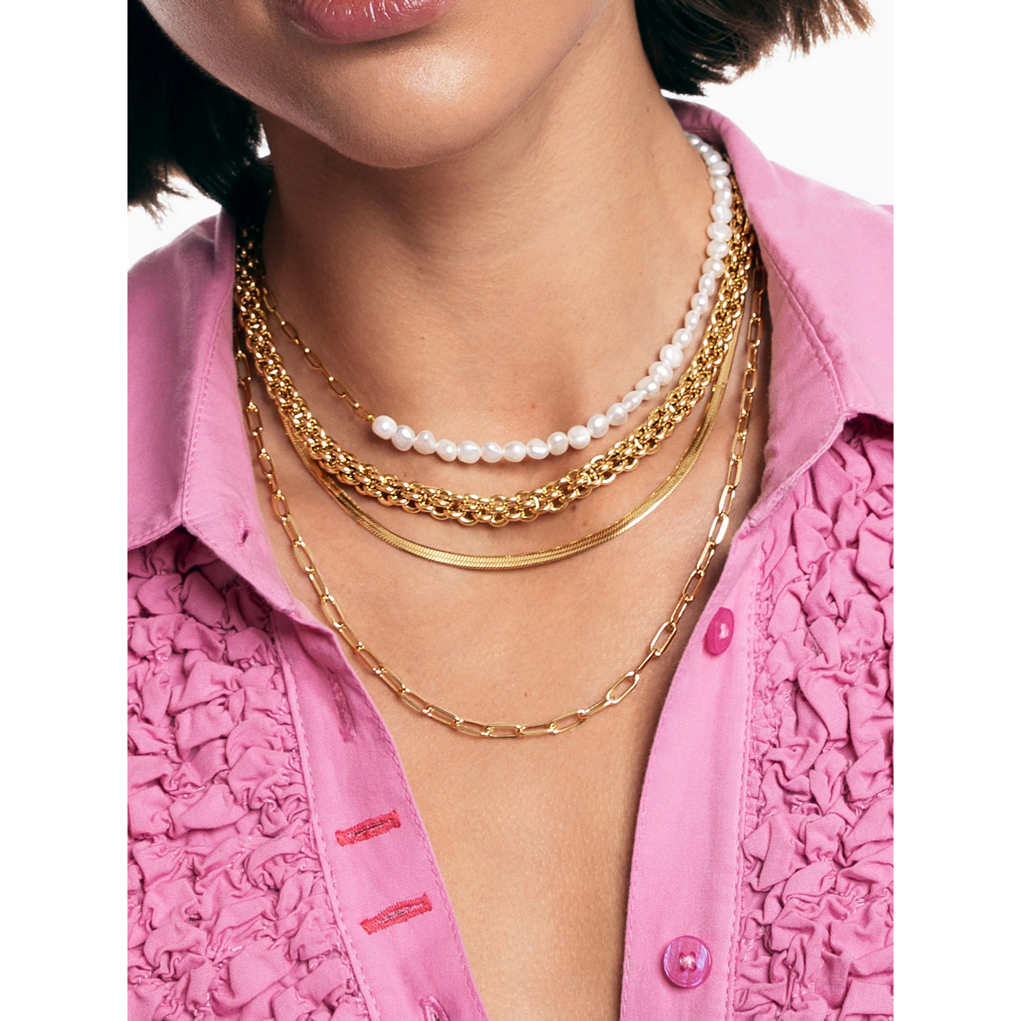 Collar Chic Pearl Acero Baño Oro