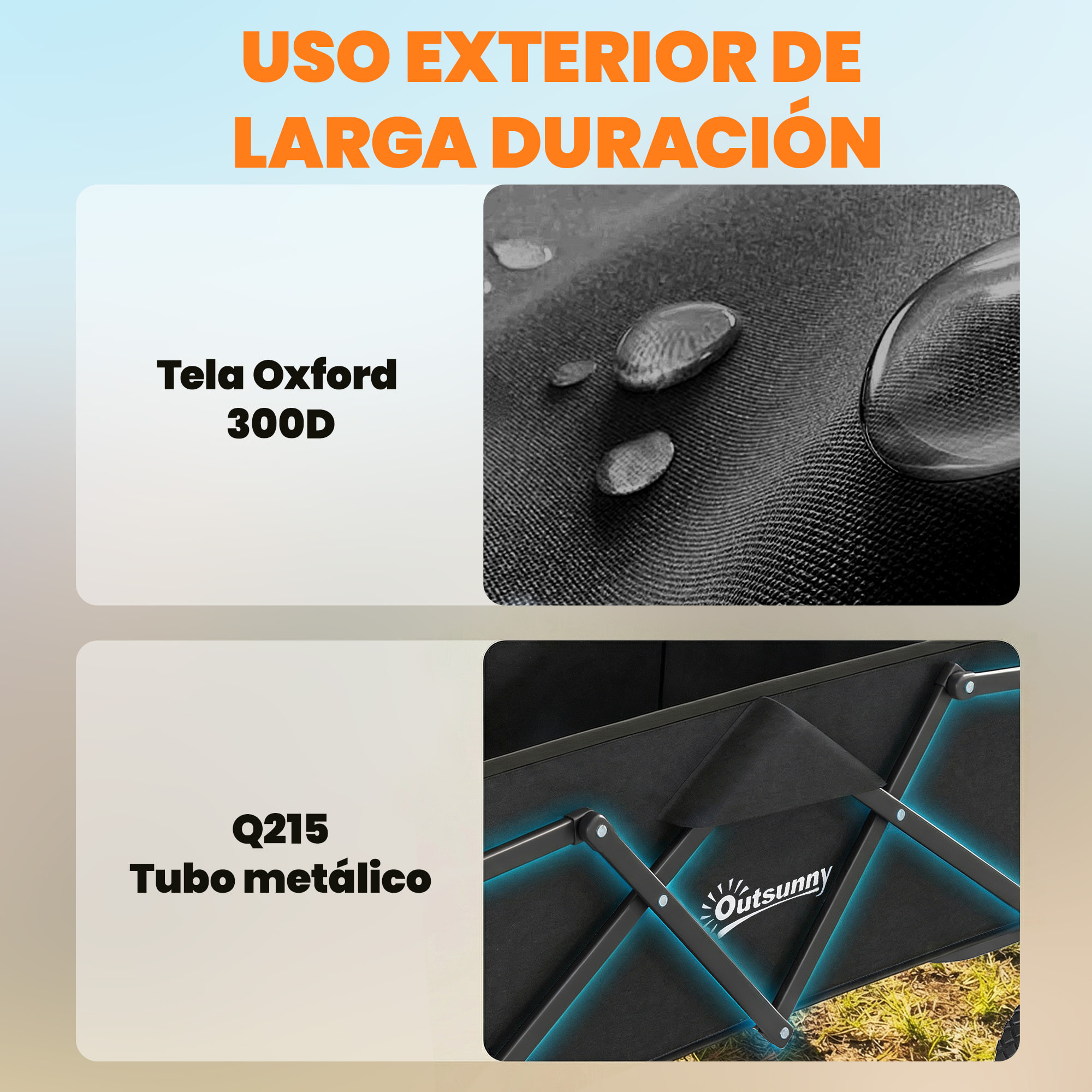 Carro Playa con Ruedas, Carro de Jardín Plegable con Mango Ajustable, Marco de Metal, Carga 68 kg, Carrito Transporte para Todo Terreno, Jardín, Campaña, Compra, Negro