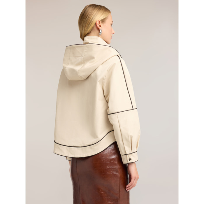 Motivi - Parka corto in cotone tecnico - Beige