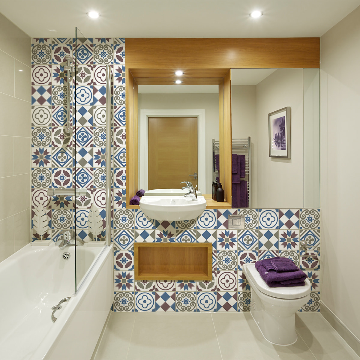 Stickers muraux - Sticker Mural Carrelage adhésif Cuisine Salle de Bain - 60 STICKERS CARRELAGES AZULEJOS GORGINA