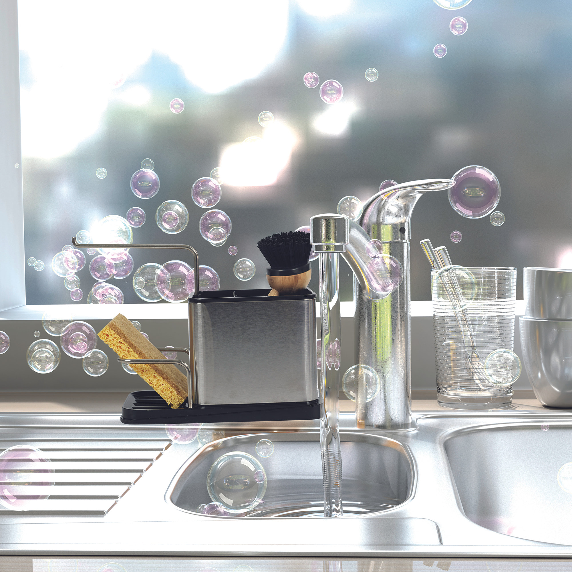 Porte Eponge Et Brosse Inox 22x10x13cm