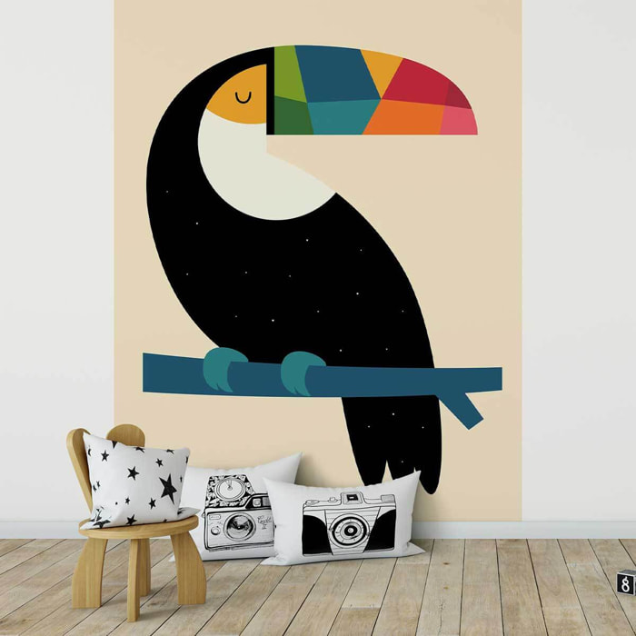 Papier peint toucan multicolore Intissé