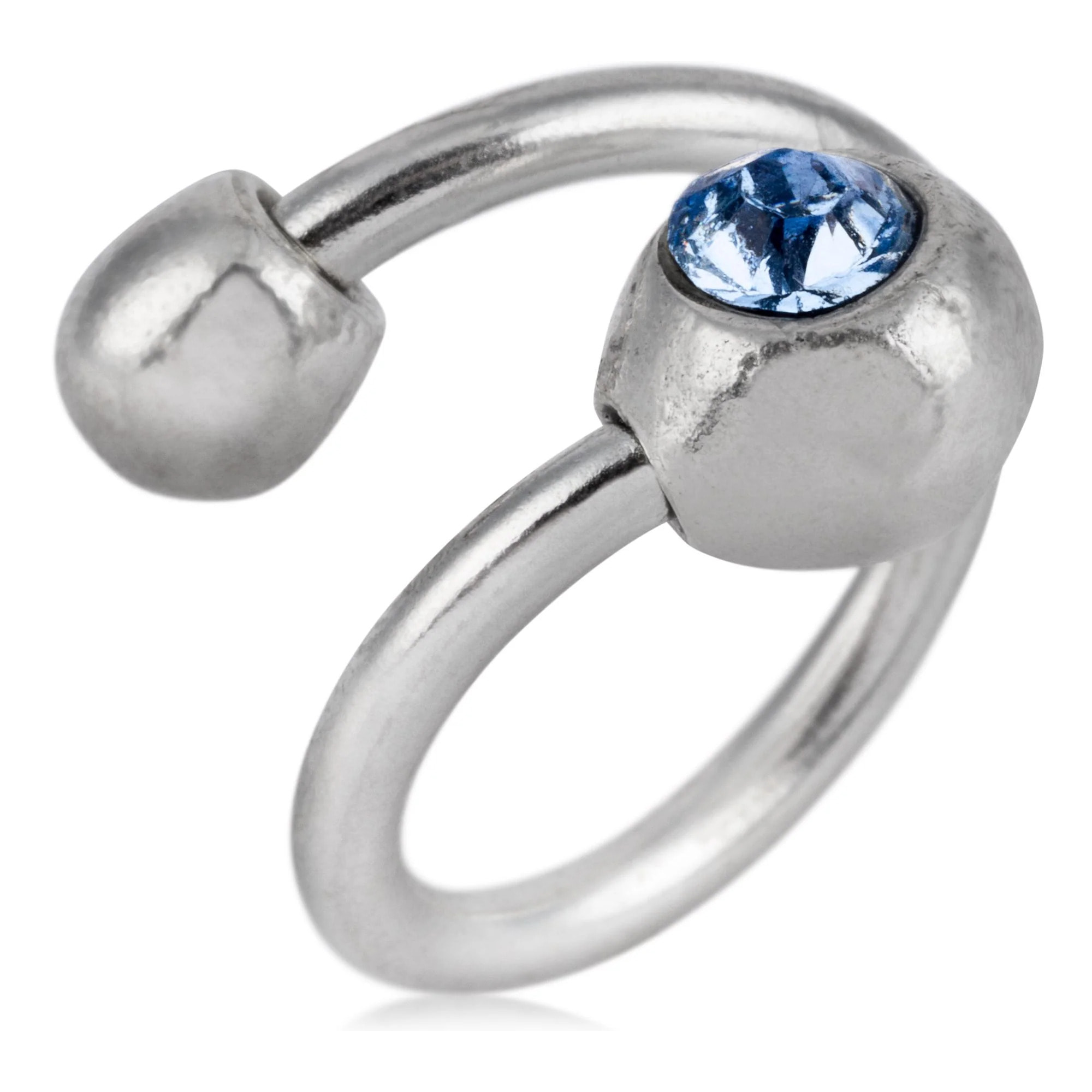 Anillo Bola y cristal de SW en azul. plata