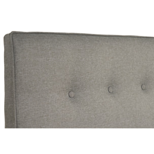 Lit 2 places 160x200 cm avec tête de lit en tissu gris clair LEONCE