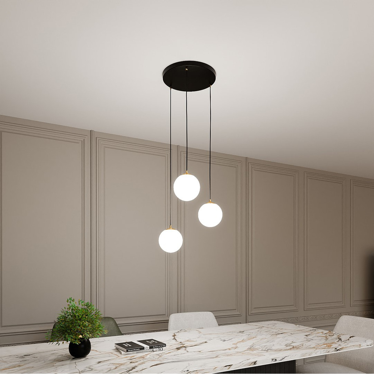 Lampada a sospensione ROYAL in metallo nero e oro