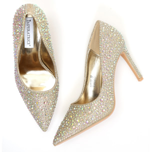 Dècolletè in simil pelle ricoperti di strass