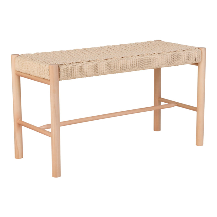 Panchina Abano con seduta in vimini naturale e struttura in pioppo, 80 cm