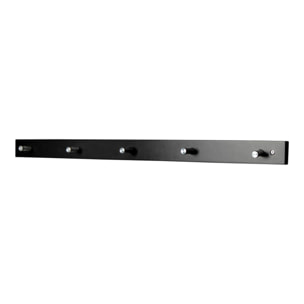 Appendiabiti da parete Padova in legno e metallo nero 5 ganci 70x5 cm