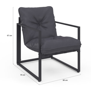 Salon de jardin Tropéa 2 places avec coussins gris