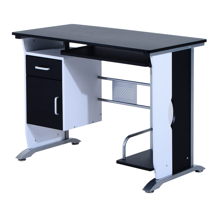 Bureau informatique design en mdf 100 L x 52 I x 75H cm noir et blanc