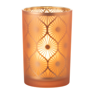 J-Line photophore Losange Fleurs - verre - orange - large