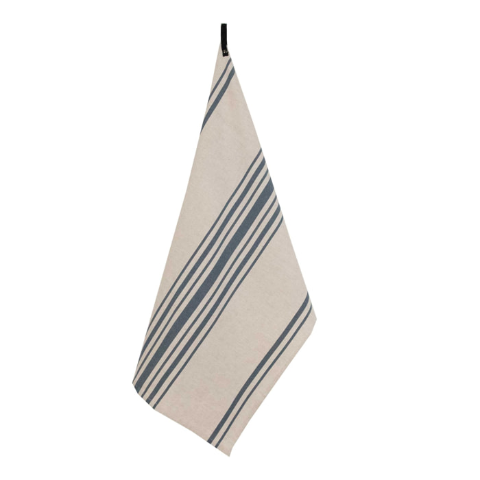 Torchon de cuisine polylin à rayures - Bleu Foncé