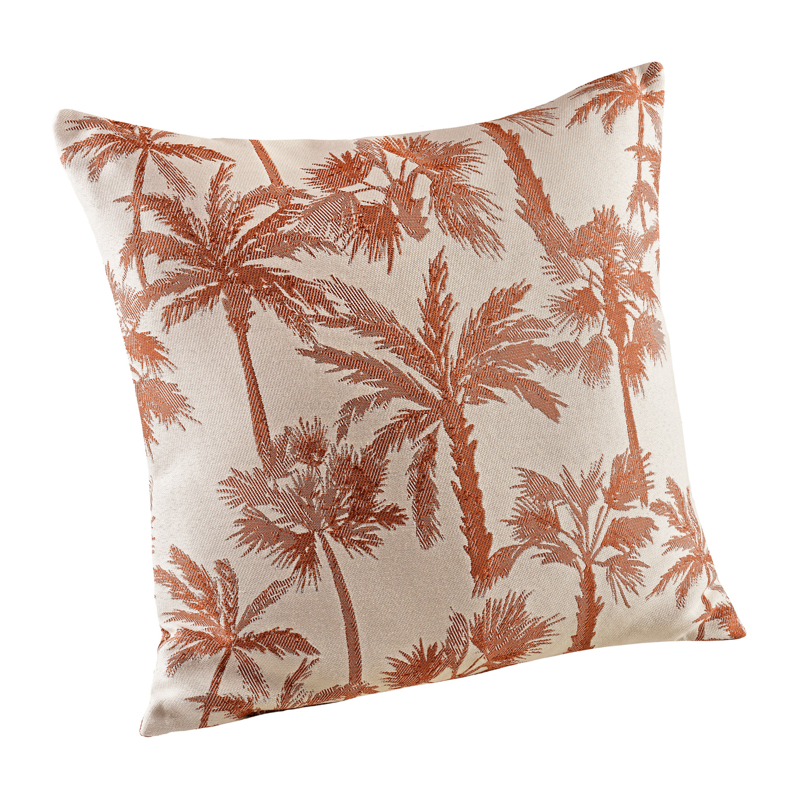 Coussin motif palmier tissé - Terracotta