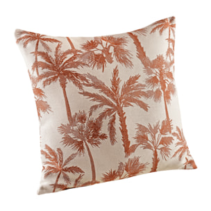 Coussin motif palmier tissé - Terracotta