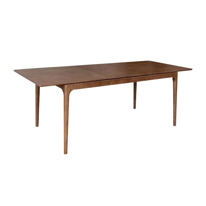 Table à manger rectangulaire extensible bois d'hévéa et placage frêne noyer 6-8 places - 160/210 x 90 x 76 cm - Elena