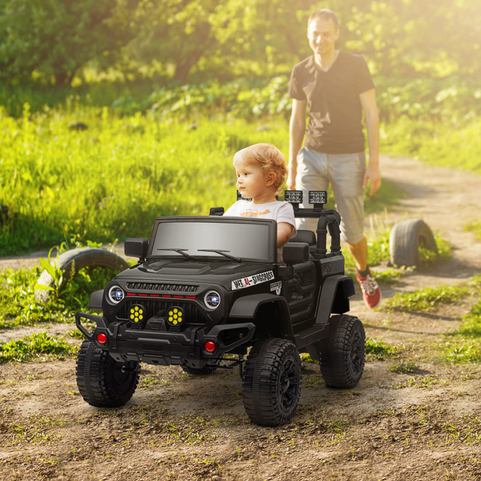 Coche Eléctrico para Niños de +3 Años Carro Eléctrico Infantil Todoterreno de Batería 12V con Mando a Distancia Bluetooth Faros LED Bocina Música Negro