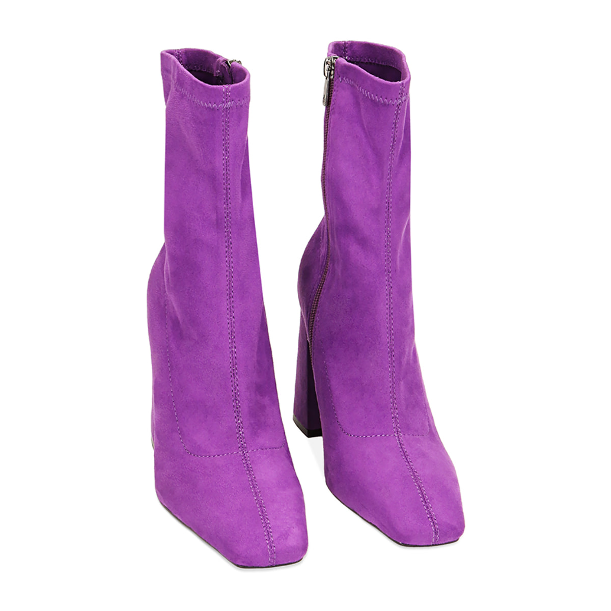 Stivaletti viola in microfibra, tacco 9,5 cm