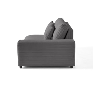 Garance - module d'assise 2 places avec accoudoir droit - en velours côtelé - Gris foncé