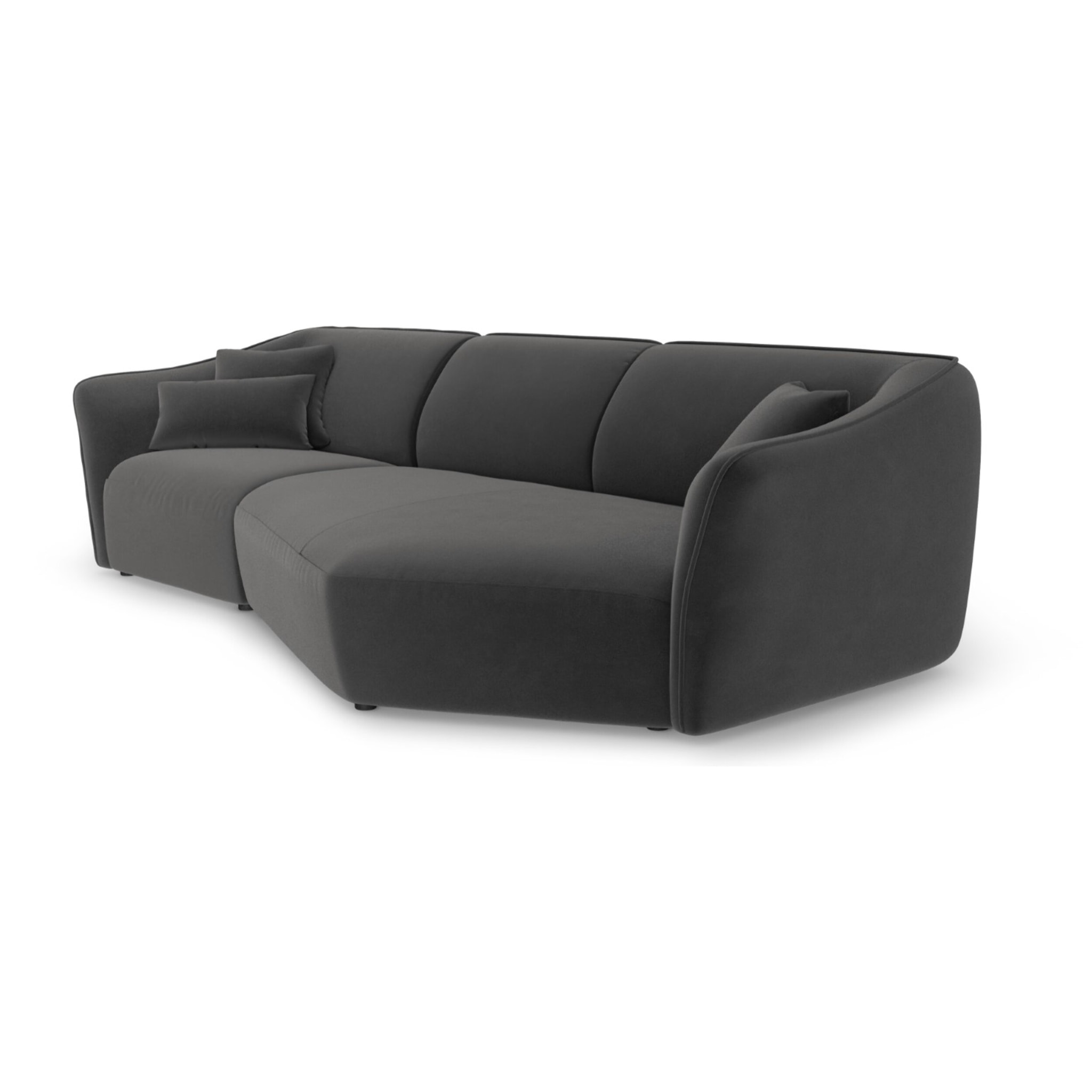 Canapé d'angle droit modulable "Tokyo" 5 places en velours gris foncé