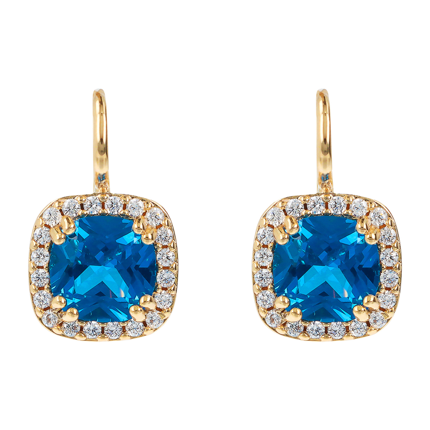 Orecchini Pendenti con Cubic Zirconia Quadrate Blu