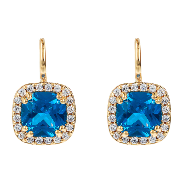 Orecchini Pendenti con Cubic Zirconia Quadrate Blu