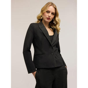 Motivi - Blazer en punto Milano con detalles en tafetán - Negro