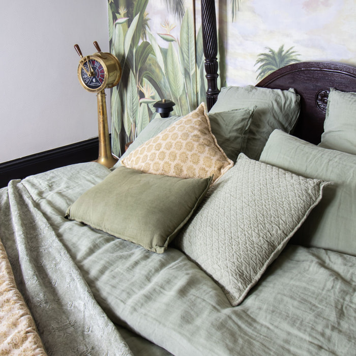 Coussin en coton gaufré vert 45cm GALI