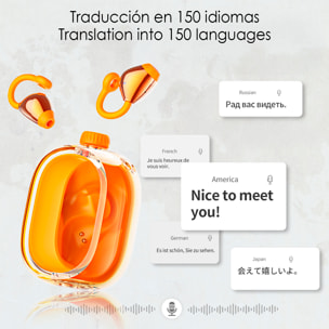 Auriculares deportivos TWS JM47. Con cancelación de ruido en llamadas, traducción de 150 idiomas en tiempo real y asistente de voz IA.