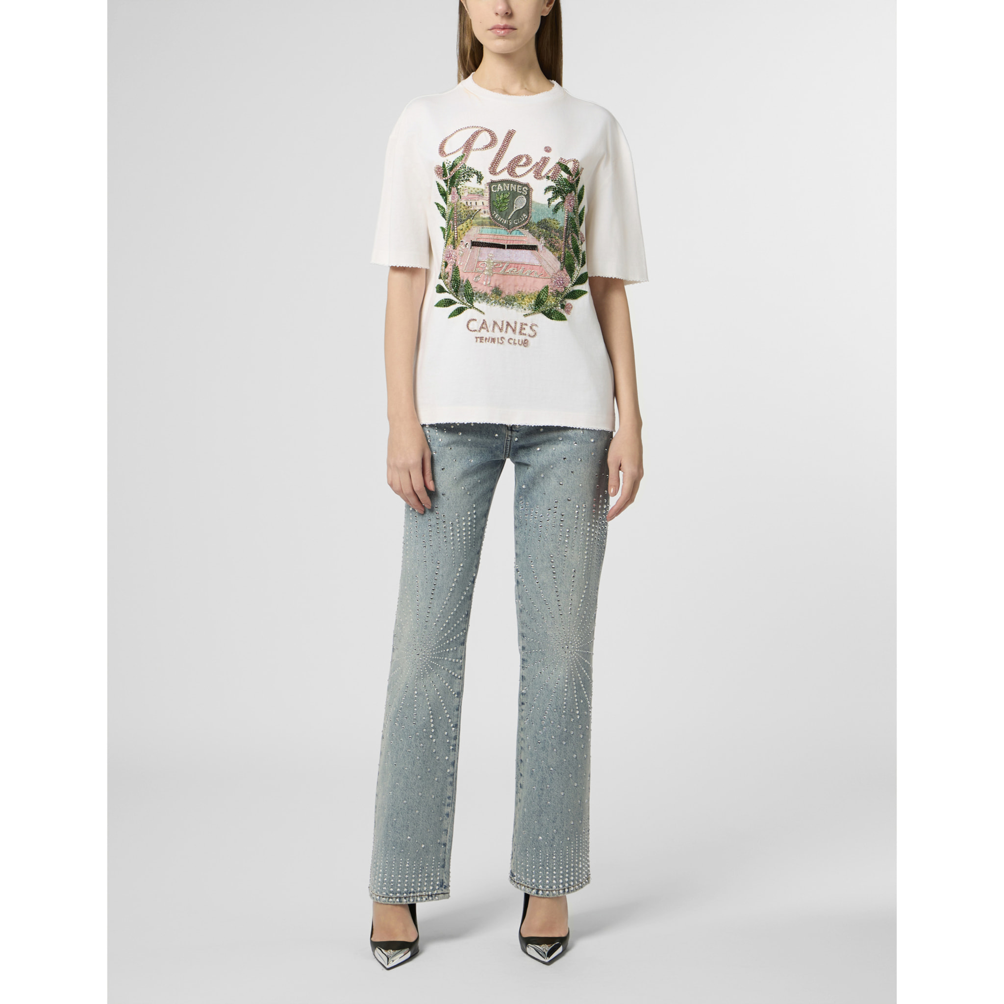 PHILIPP PLEIN Washed Man Fit T-Shirt Cannes Tennis Club