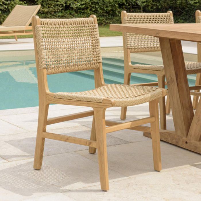 VALERIA - Lot de 2 chaises jardin teck naturel rotin synthétique beige