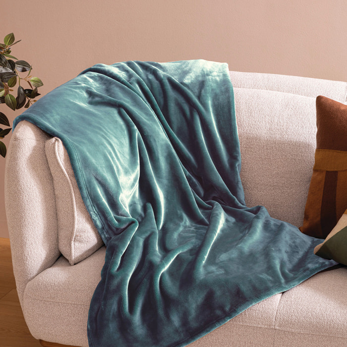 Plaid flanelle Cuddly bleu 180x230cm