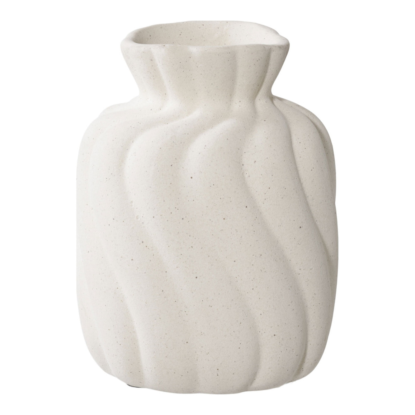 Set 2 vasi in ceramica bianca con superficie a spirale (misure S/L)