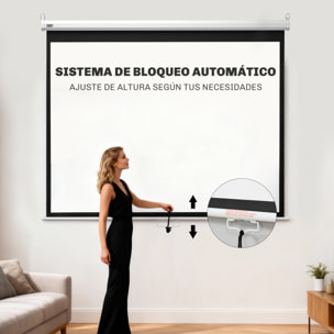 Pantalla de Proyector Manual 100 Pulgadas, Pantalla de Proyección, Formato 4:3/16:9, para Interior y Exterior, Cine en Casa, Oficina, Patio, 203x152 cm, Blanco