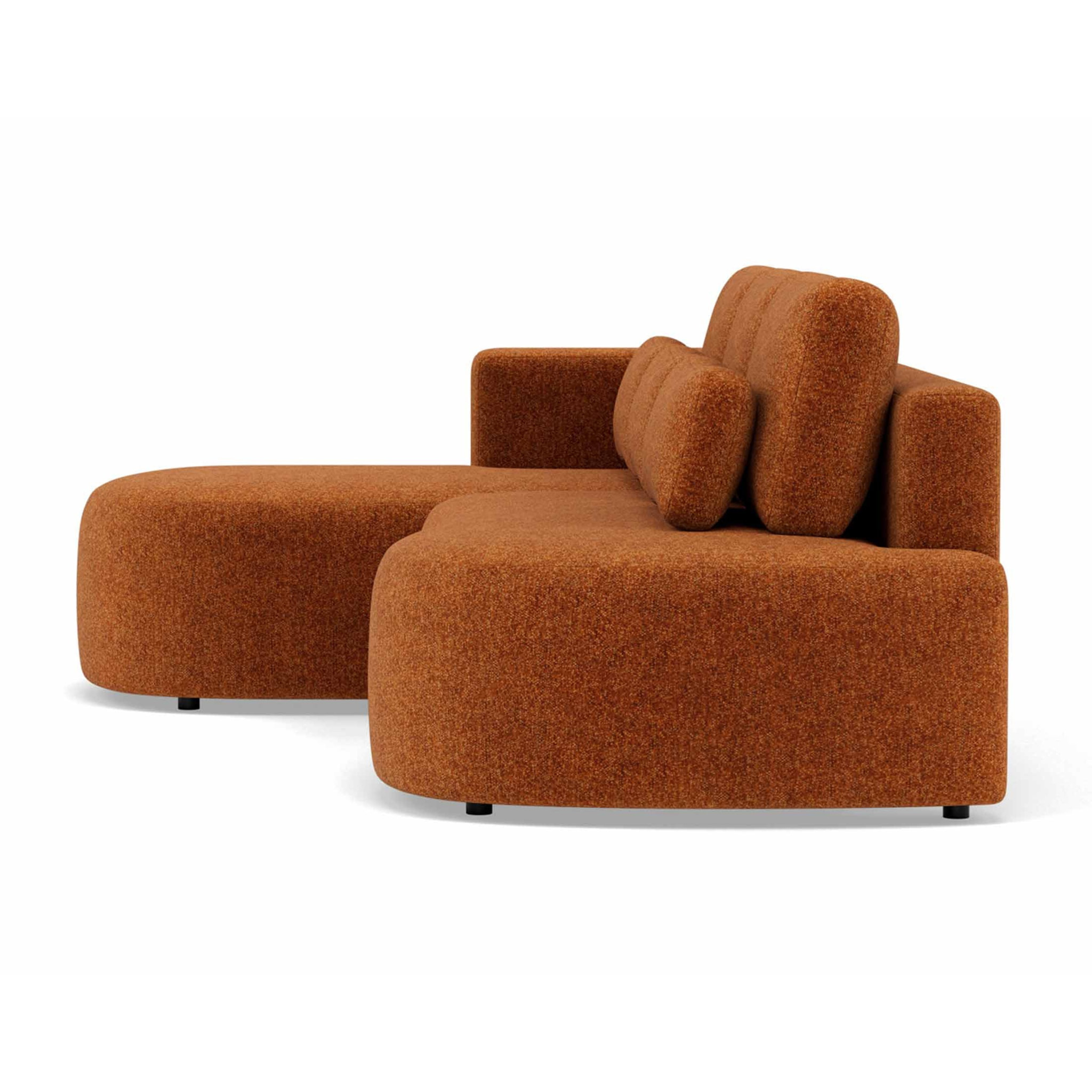 Mahina - canapé d'angle gauche 4 places convertible avec coffre en tissu texturé - Terracotta