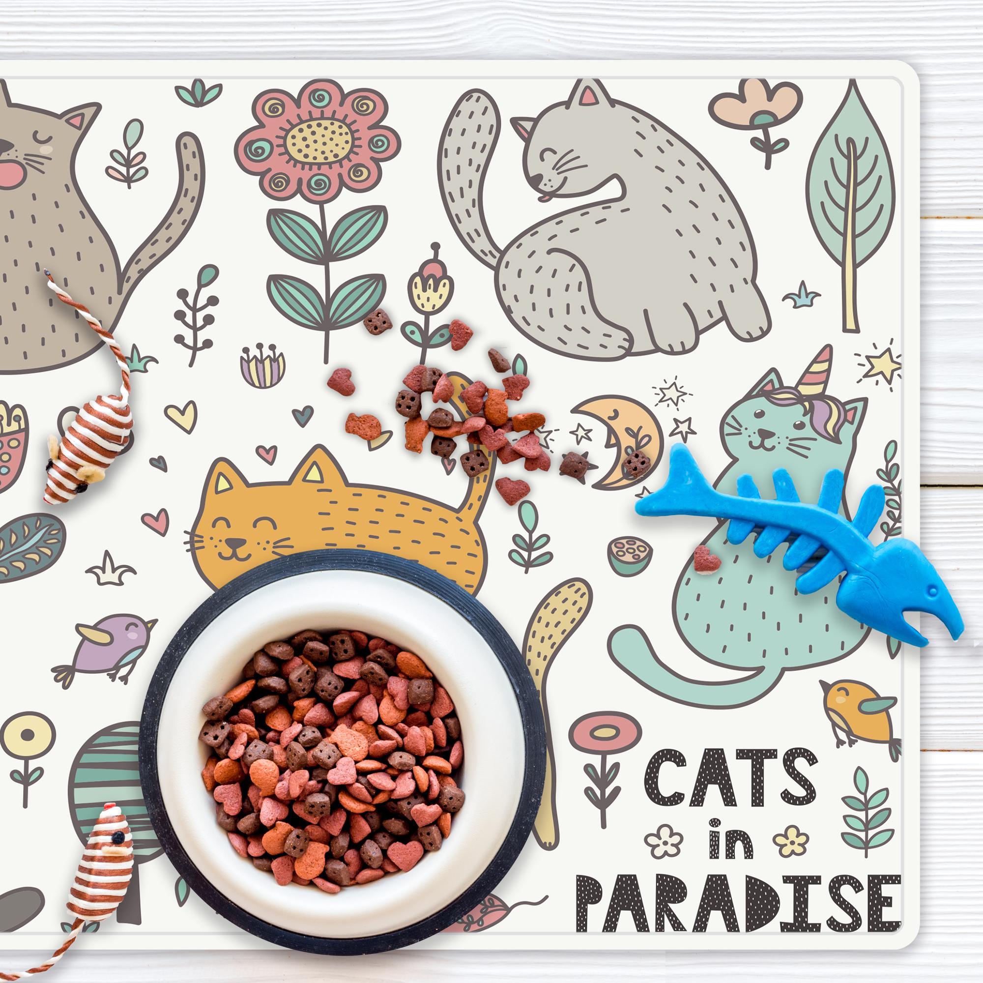 Alfombra de vinilo mascotas CERAMIKO, Cats in Paradise 48x75 cm