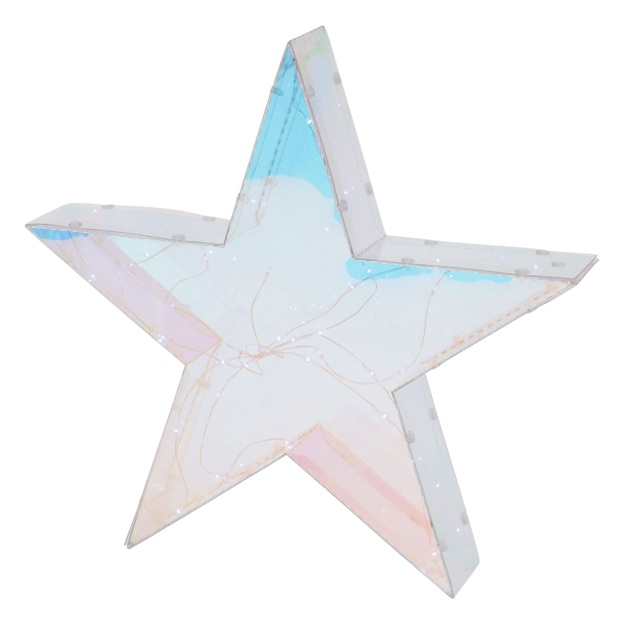 estrella luminosa con 40 luces led frios en colores del arco iris 30x5x28,5cm