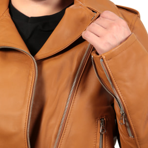 Chiodo in pelle di vitello Cuoio