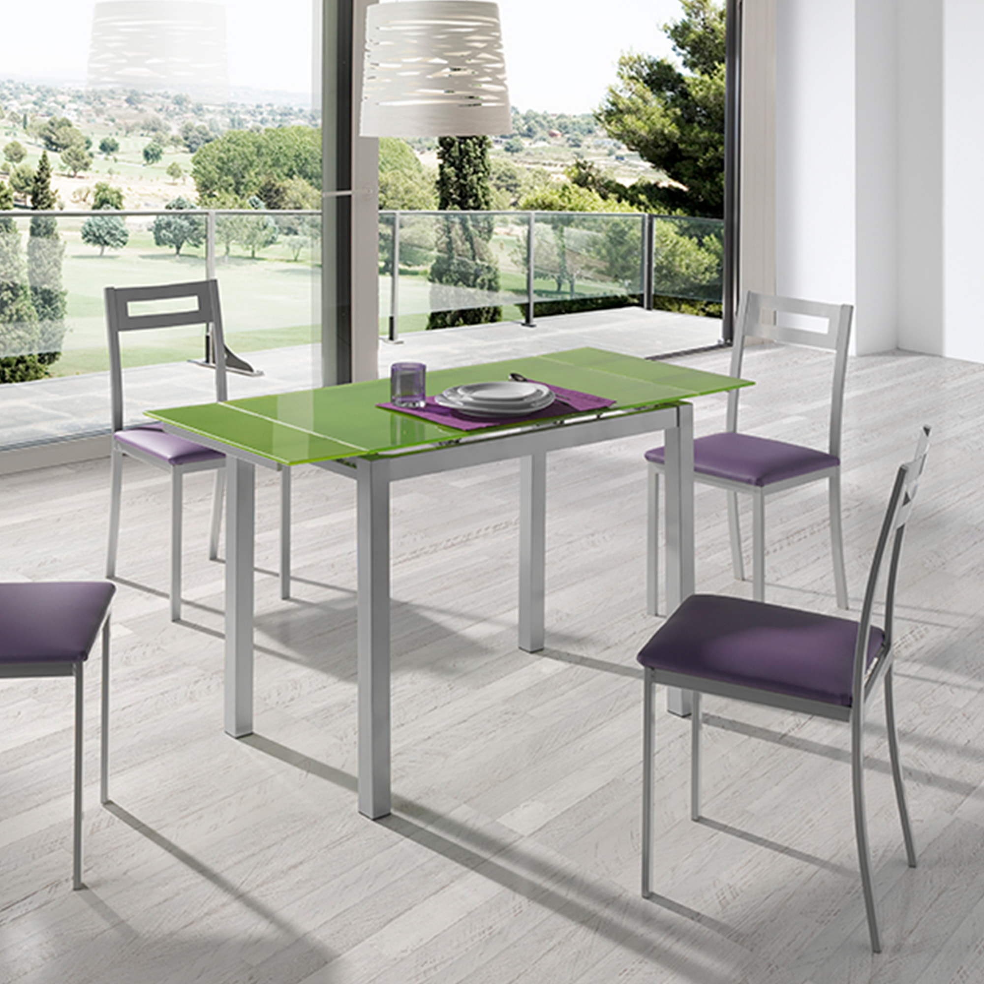 Set de 4 sillas – Polipiel y metal