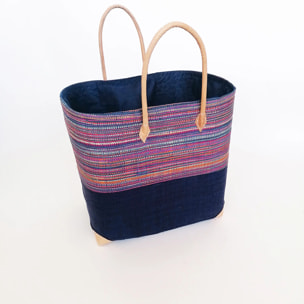 Panier artisanal de Madagascar - Tsivory SGM Bleu marine avec pochon
