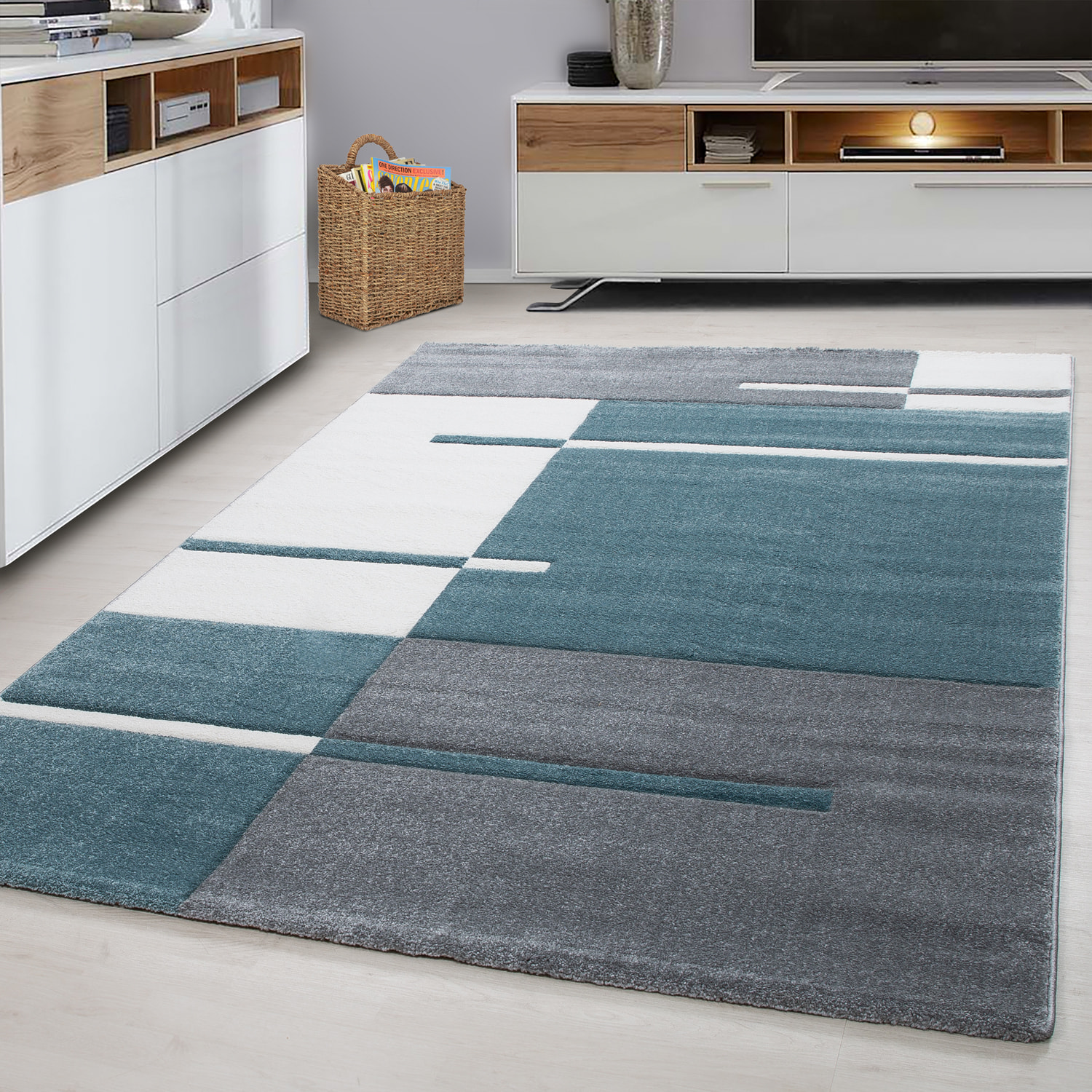 HAWAII - Tapis de salon à motif géométrique blue