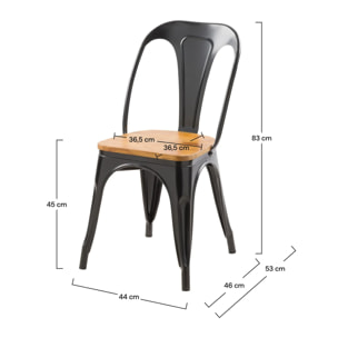 Lot de 2 chaises en métal noir et bois d'orme - Yoanna