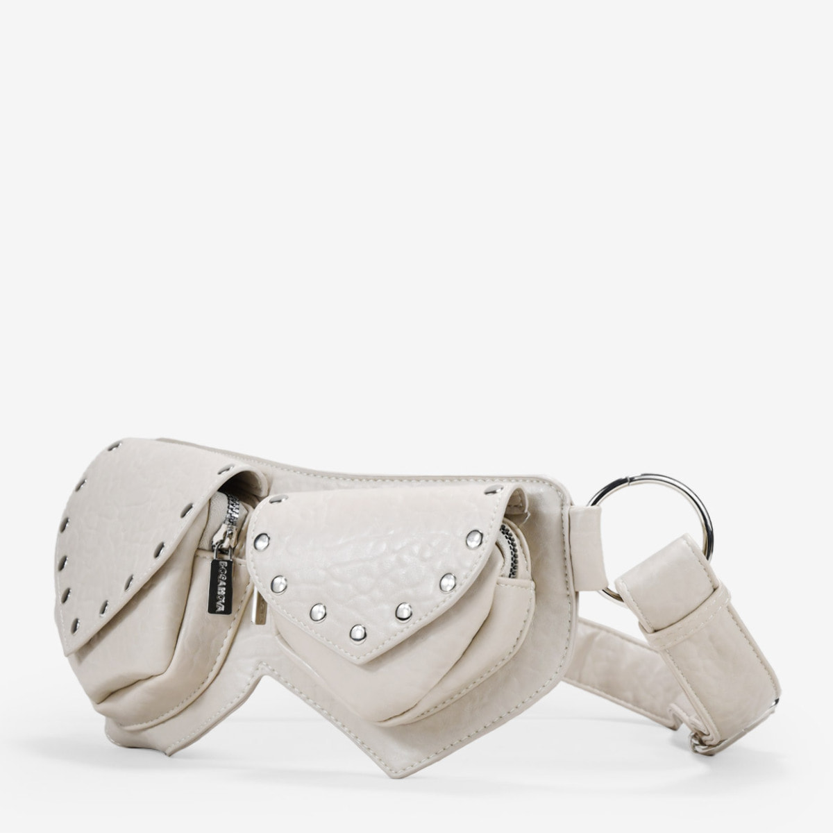 Riñonera piedra con doble bolsillo y solapas