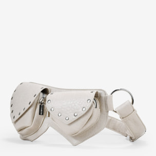 Riñonera piedra con doble bolsillo y solapas