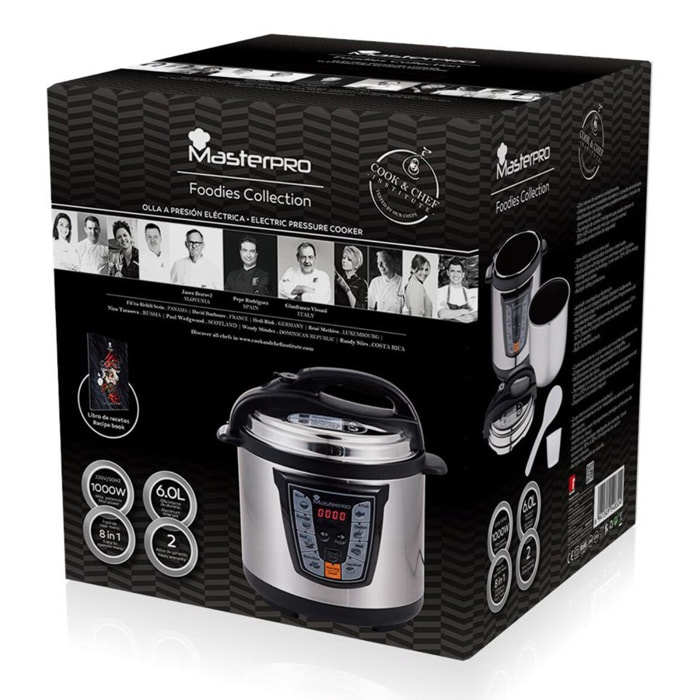 Olla presión electrica 6l 1000w foodies con 8 programas
