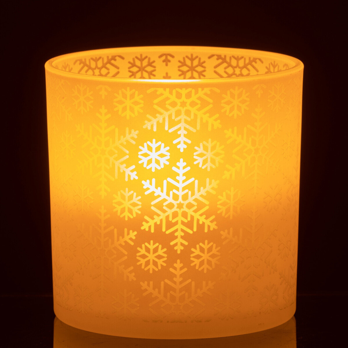 J-Line photophore Neige - verre - blanc - large